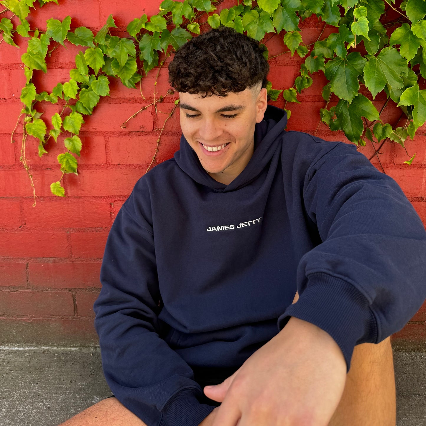 Navy Blue JJ hoodie - White Embroidery