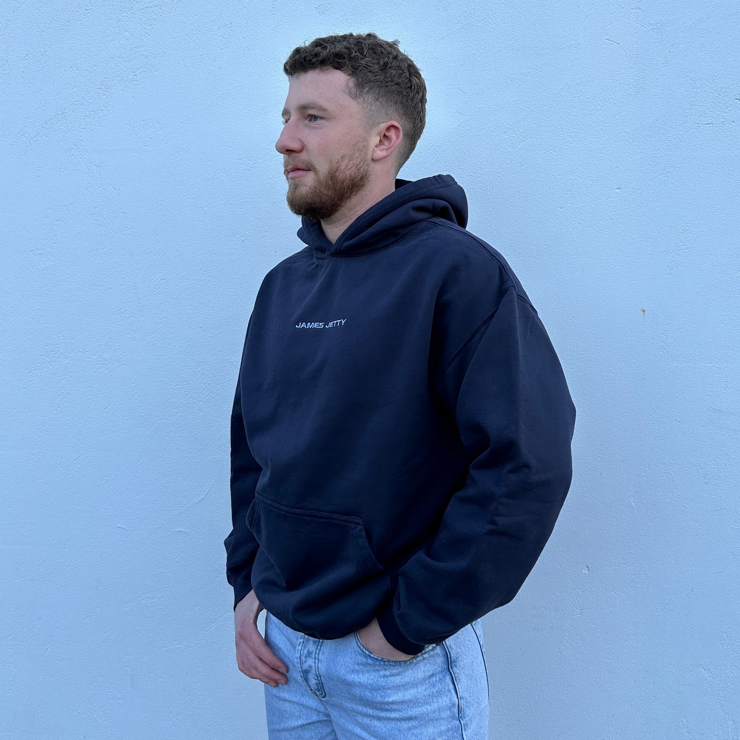 Navy Blue JJ hoodie - Light Blue Embroidery