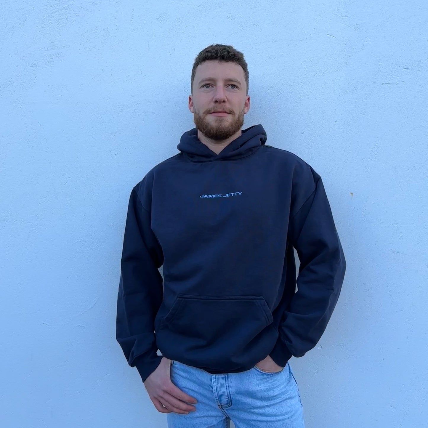 Navy Blue JJ hoodie - Light Blue Embroidery