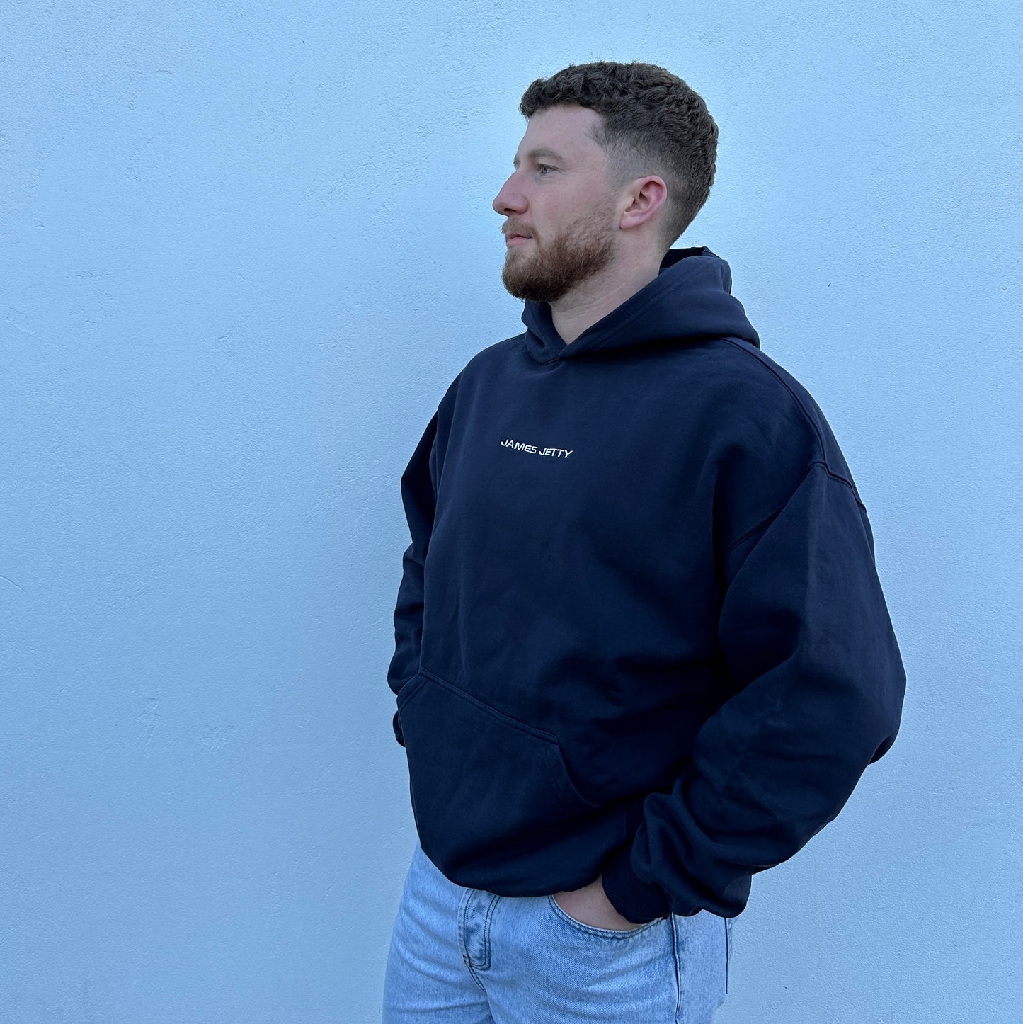 Navy Blue JJ hoodie - White Embroidery