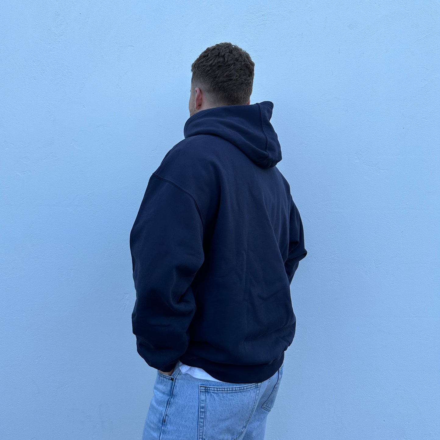 Navy Blue JJ hoodie - White Embroidery