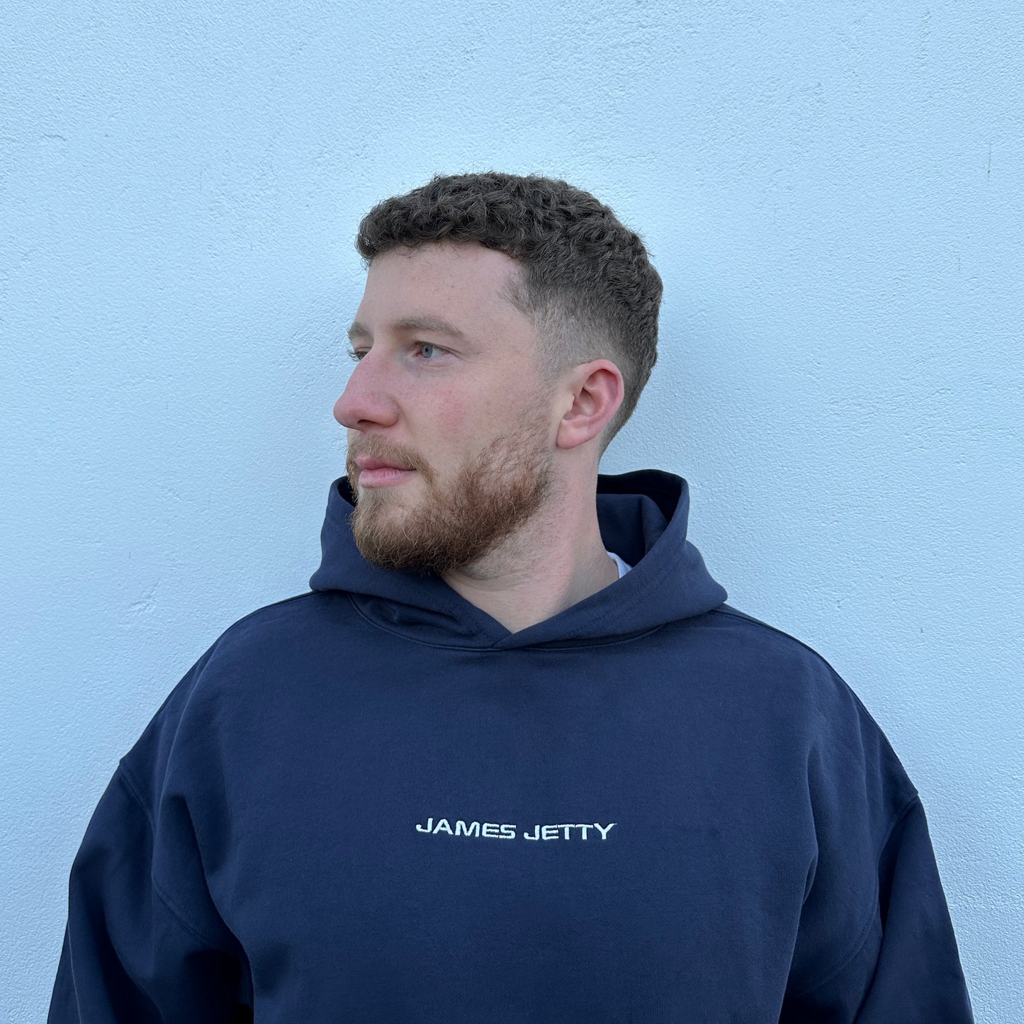 Navy Blue JJ hoodie - White Embroidery