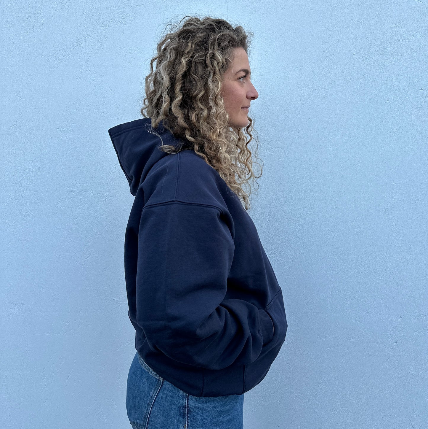Navy Blue JJ hoodie - White Embroidery