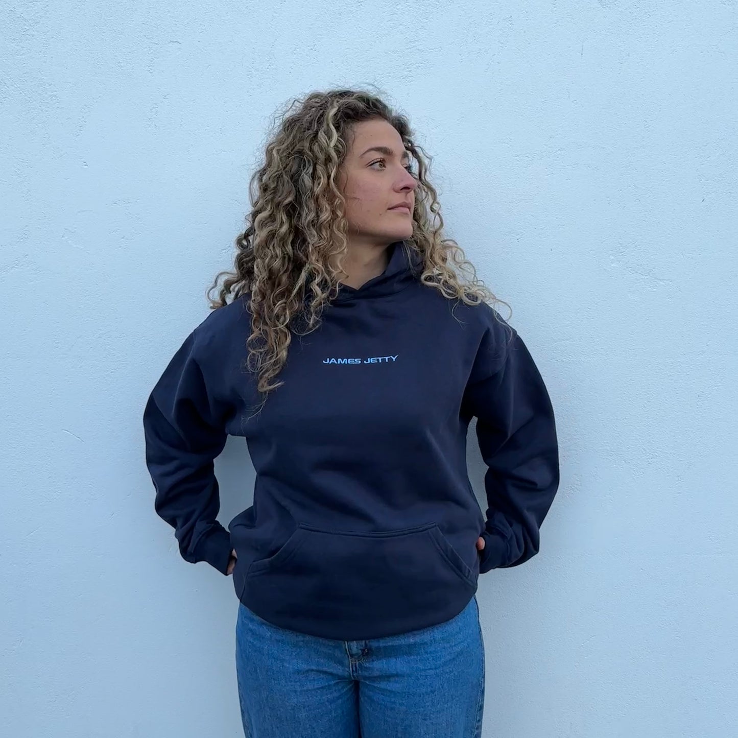 Navy Blue JJ hoodie - Light Blue Embroidery