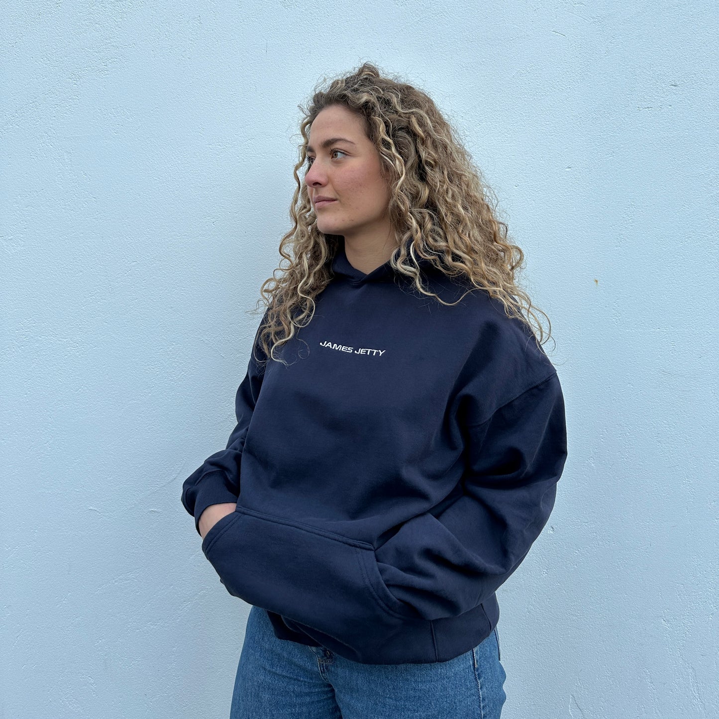 Navy Blue JJ hoodie - White Embroidery