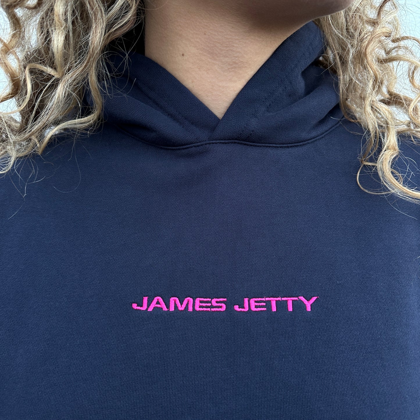 Navy Blue JJ hoodie - Pink Embroidery